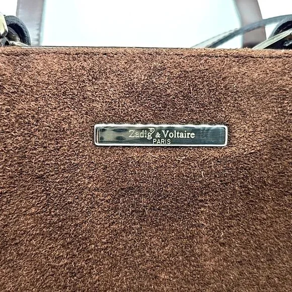 ZADIG & VOLTAIRE Brown Split Leather Shoulder Bag Purse - Picture 11 of 12